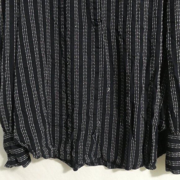 LOFT | large | Black Long Sleeve Button-Up Shirt | White Striped Stitching - Picture 6 of 14